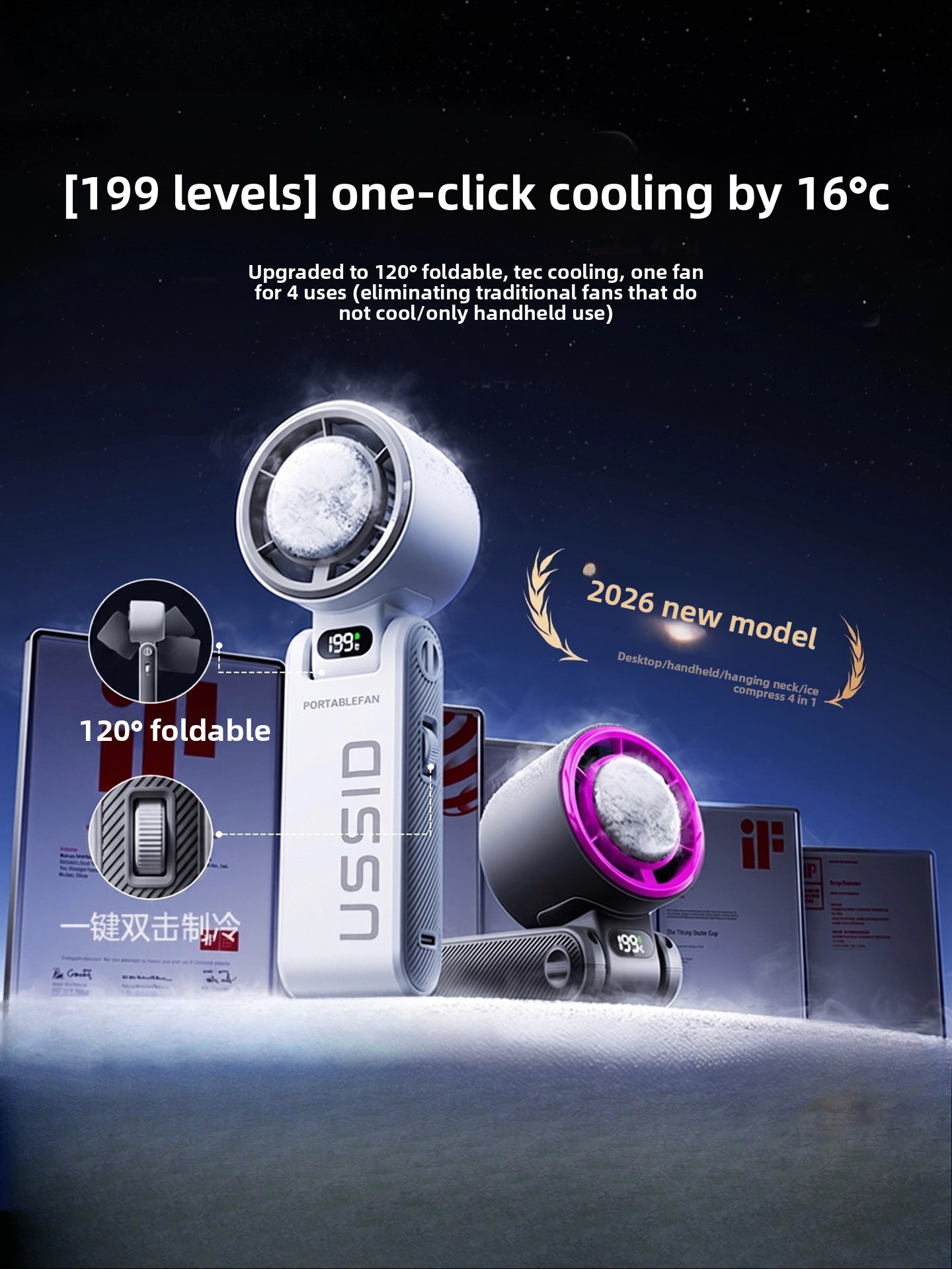 Usb Fan Silent - Nuovo Ventilatore Portatile Pieghevole USB Ricaricabile