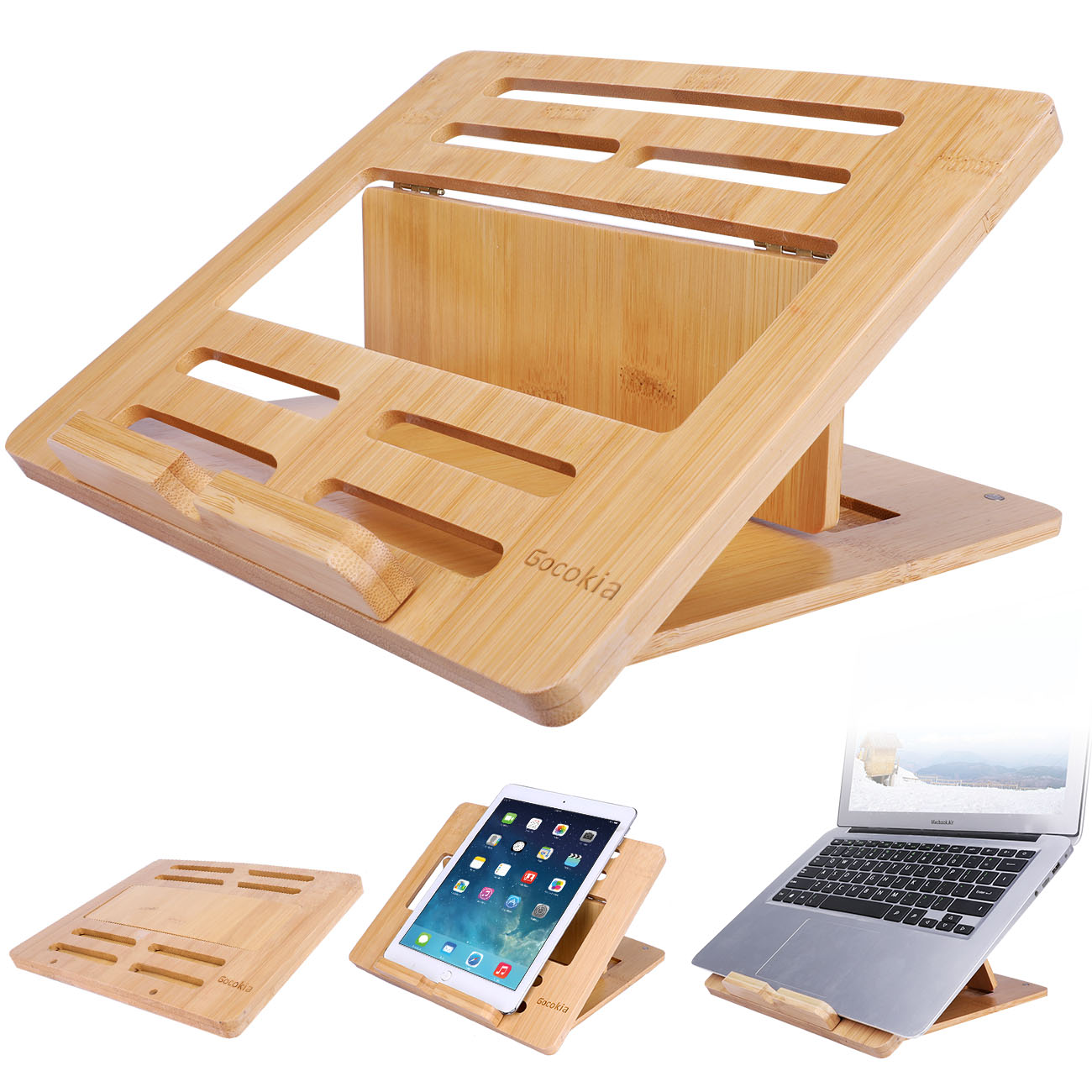 Laptop Stand Bamboo - Supporto per Notebook portatile pieghevole in